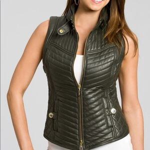 Guess by Marciano Black Leather Moto Vest Size Extra Small